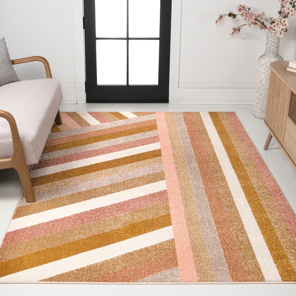 JONATHAN Y Kingdarr Rainbow Contemporary Stripe Multi Area Rug
