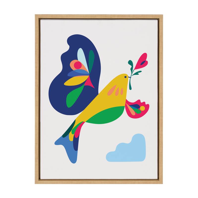 Kate and Laurel Sylvie Peace Dove Framed Canvas by Rachel Lee