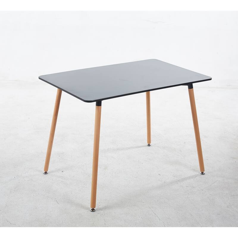 Modern Dining Set with Rectangular MDF Table & Solid Back Metal Chairs