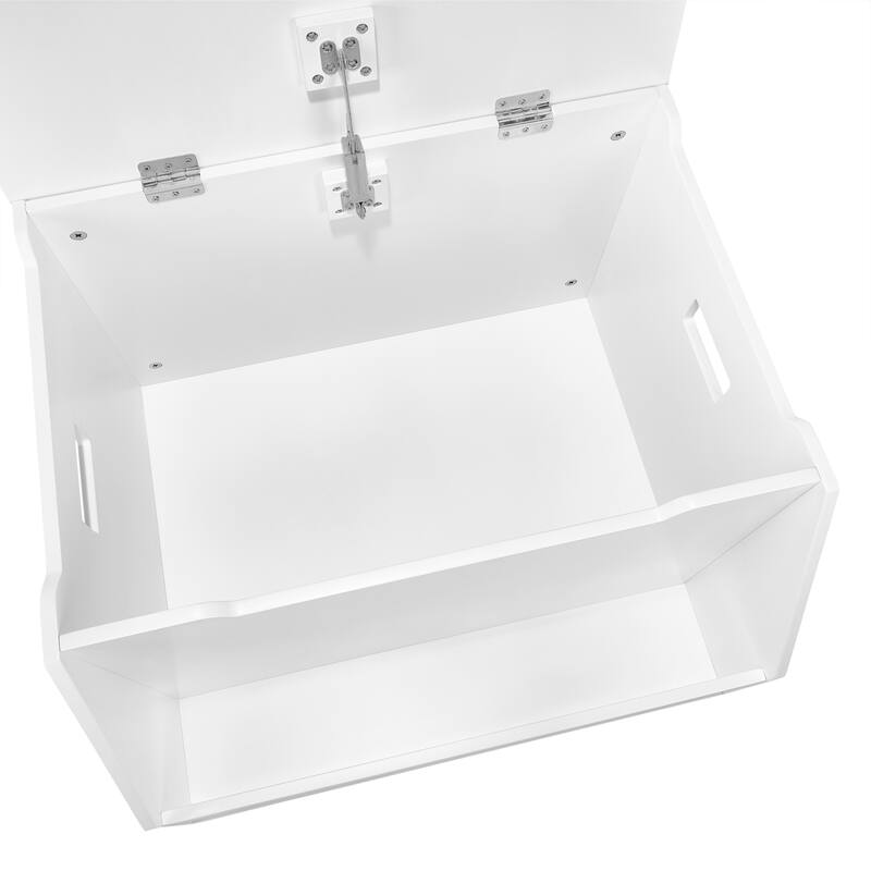 RiverRidge Kids Toy Box Playroom Storage Chest with Front Bookrack - White