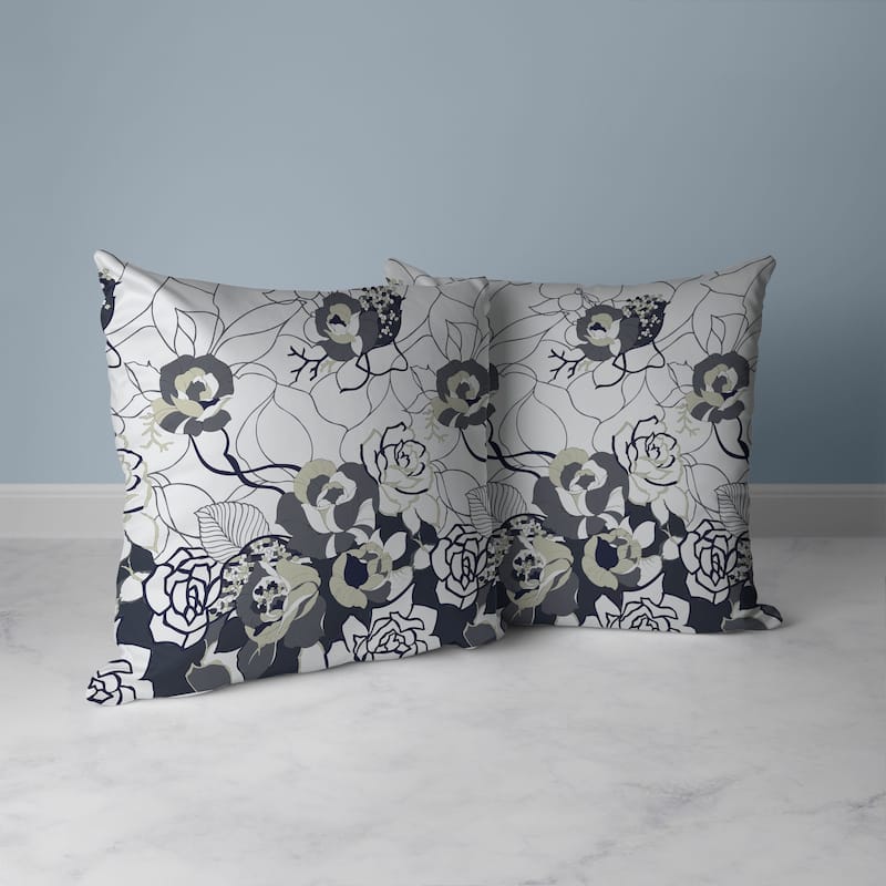 Regal Rose Retreat Faux Suede Reversible Throw Pillow White and Dark
