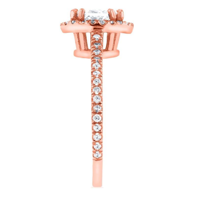 Annello by Kobelli 14k Rose Gold Oval Moissanite and 1/3ct TDW Diamond Halo Engagement Ring