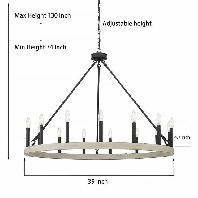 Acroma 15 Light 40 In Modern Farmhouse Wagon Wheel Chandelier-UL