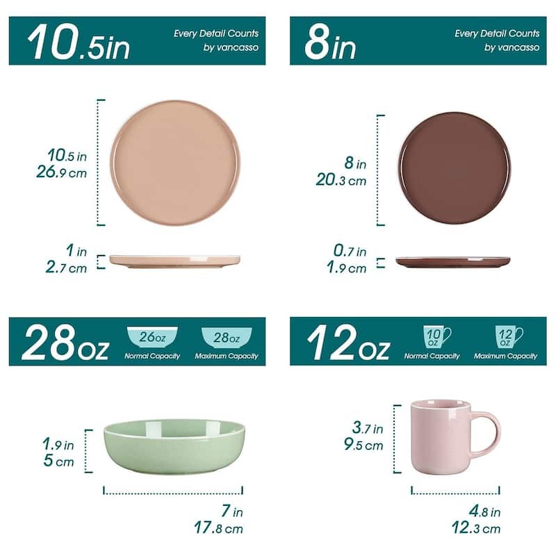 vancasso Sesam 16-Piece Speckled Dinnerware Set, Service for 4