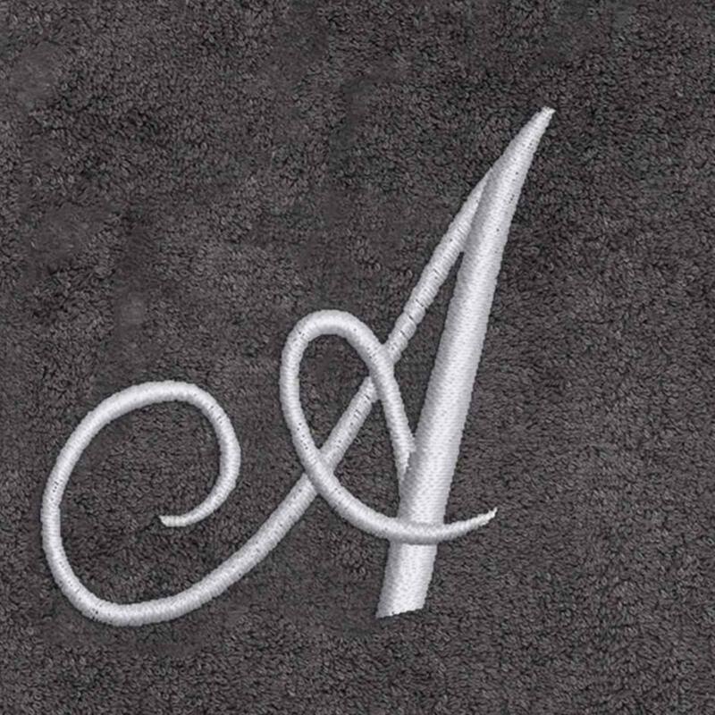 Avanti Linens Granite/Silver Script Monogram Bath Towel Letter A - Bath Towel