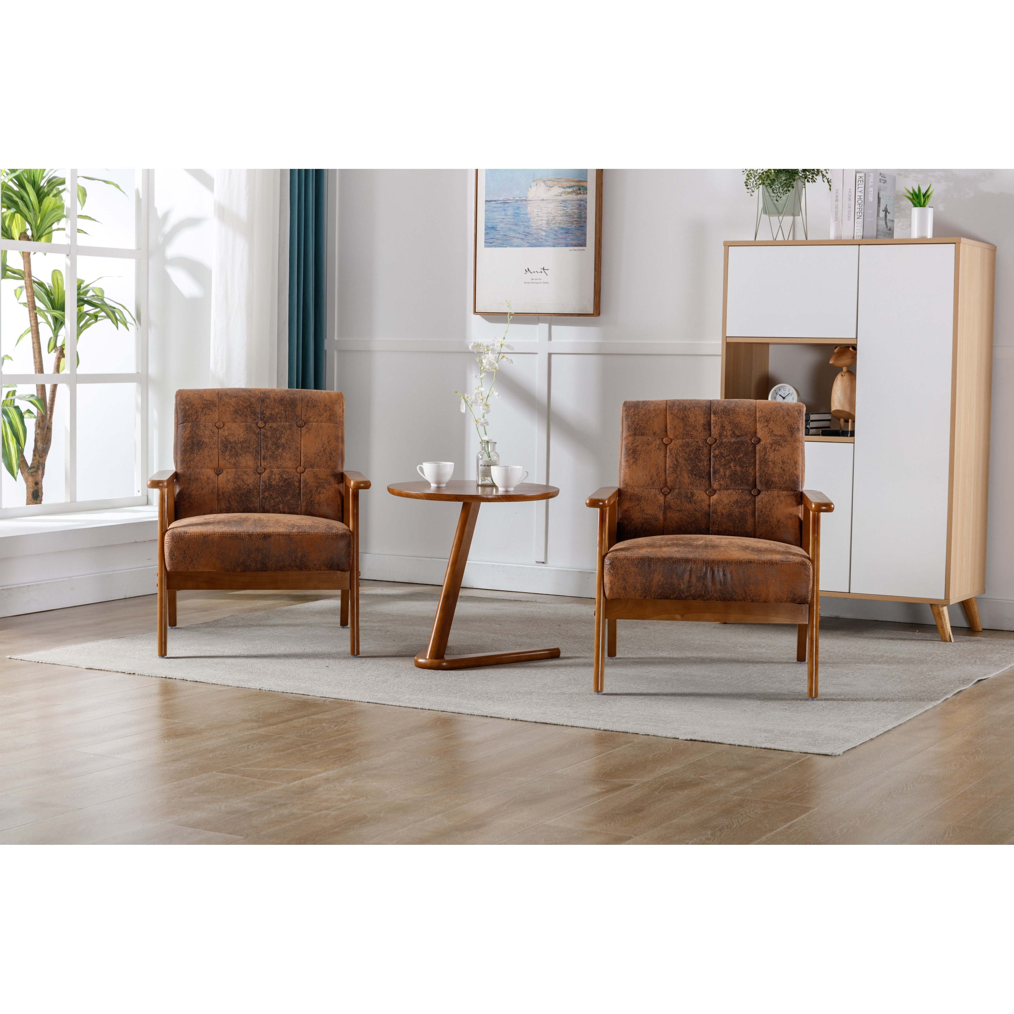 Two accent chairs shop with table