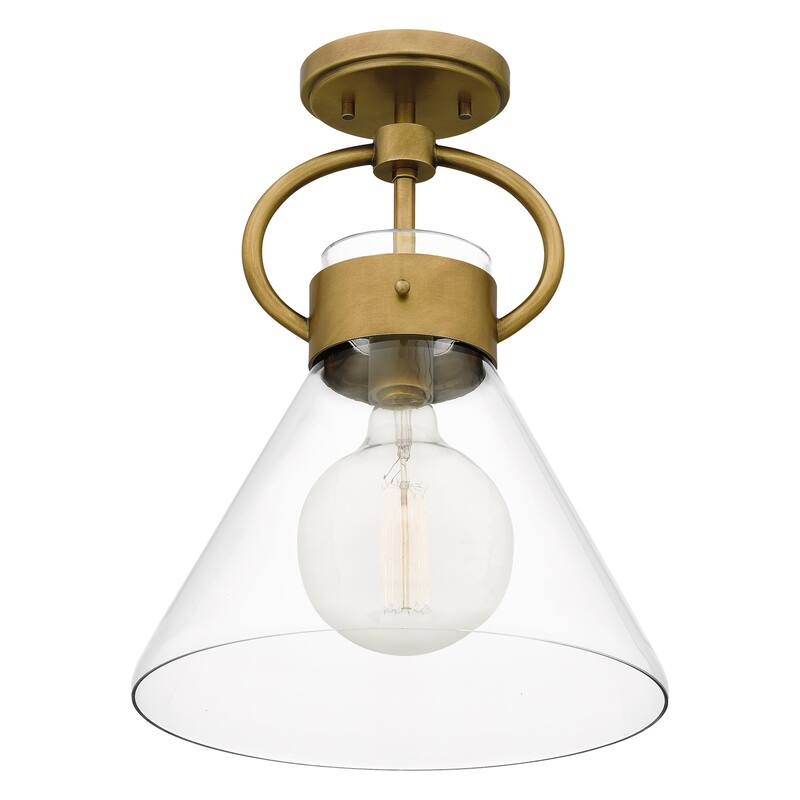 Webster 1-Light Weathered Brass Semi-Flush Mount