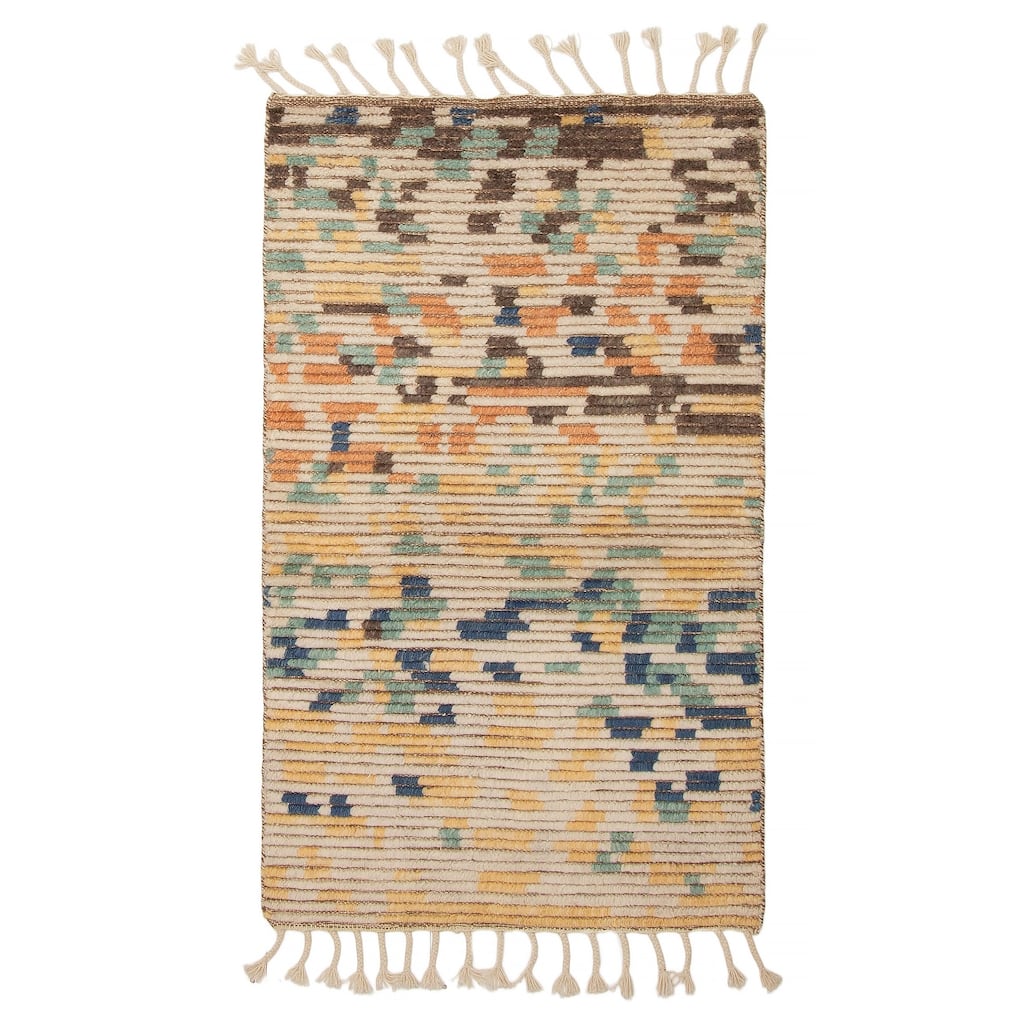 ECARPETGALLERY Hand-knotted Tangier Cream Wool Rug - 3'1 x 5'1