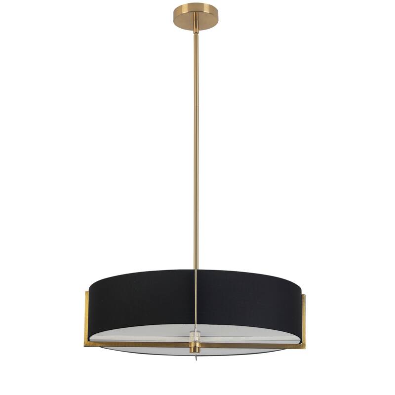 4 Light Pendant Light - Aged Brass & Black Shade - Island Interiors - Foyer, Living Room Lighting - 20.75