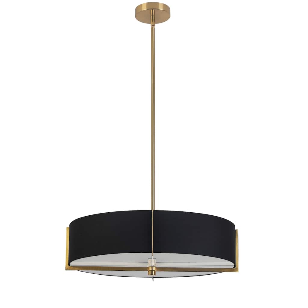 4 Light Pendant Light - Aged Brass & Black Shade - Island Interiors - Foyer, Living Room Lighting - 20.75