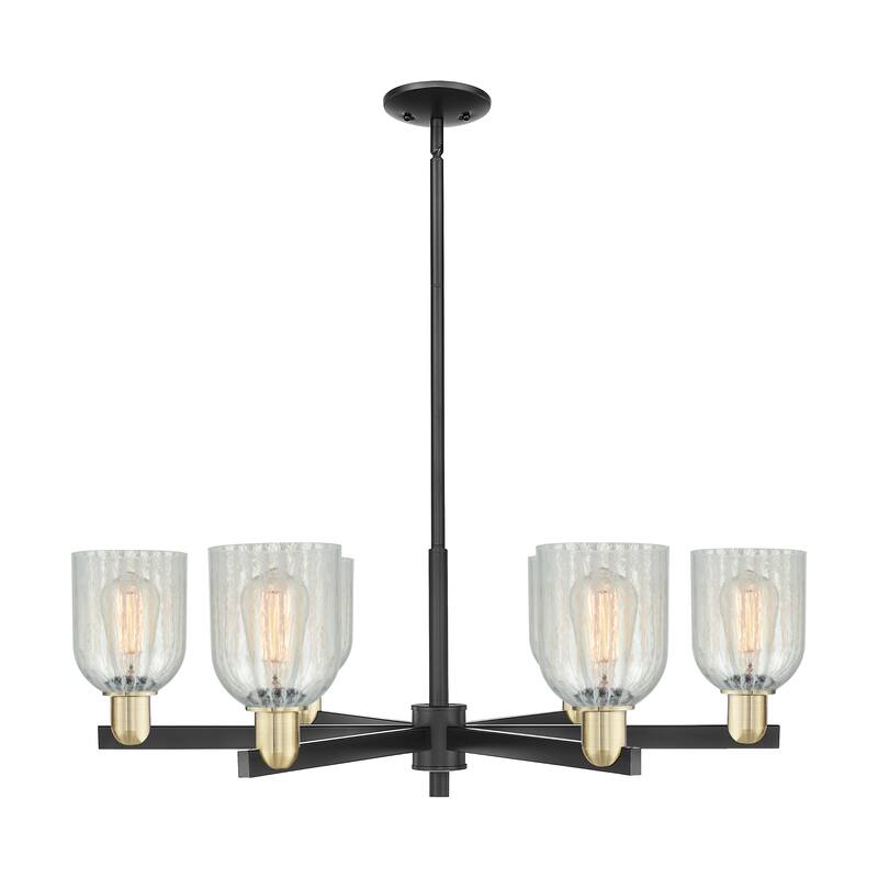Innovations Lighting Endless Possibilities Arcadia - Caledonia - 6 Light 35" Stem Hung Chandelier with Mouchette Shade - Mouchette/Black Antique Brass