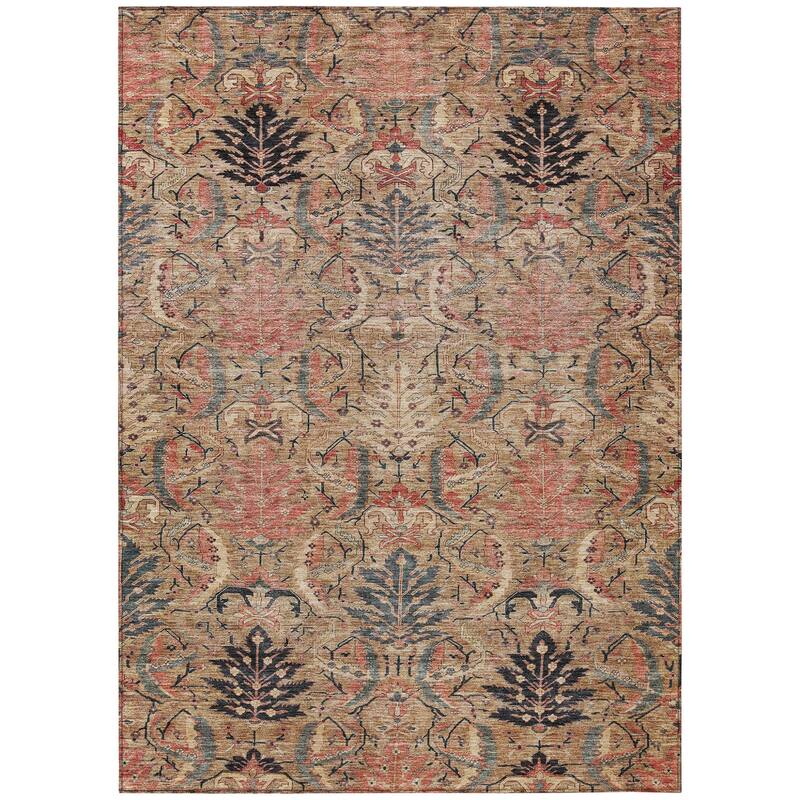 HomeRoots Damask Transitional Rectangle Outdoor Rug