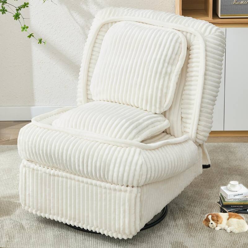 360° Swivel Rocking Single Sofa,Recliner Sofa, Manual Glider Rocking Armless Chair,Living Room Office