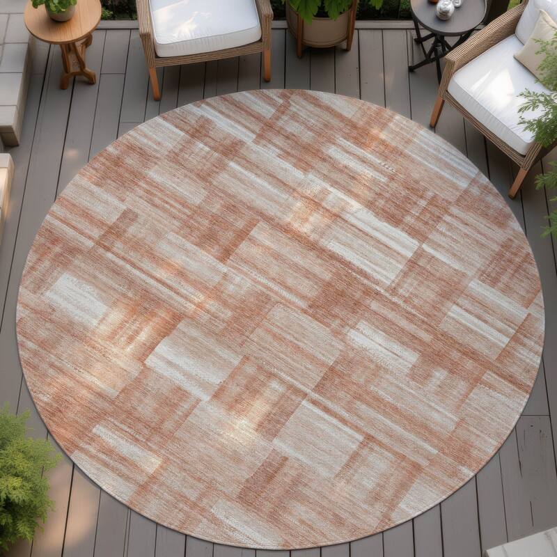 Machine Washable Indoor/ Outdoor Solid Hatches Chantille Rug - Copper - 8' x 8'