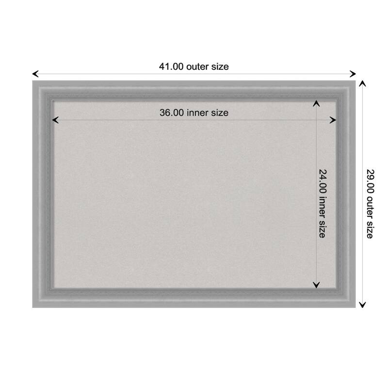 Peak Polished Nickel Narrow Framed Grey Corkboard Bulletin Board - Board Size 36x24