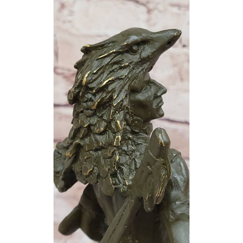 Native American Warrior Bronze Sculpture - Traditional Plains Tribe Art