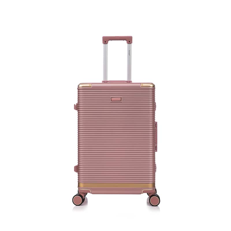 3-Piece, 20/24/28-Inch Modern Aluminum Alloy Luggage Set, Stylish Combination Lock Luggage, for Boarding Travel, Rose Gold