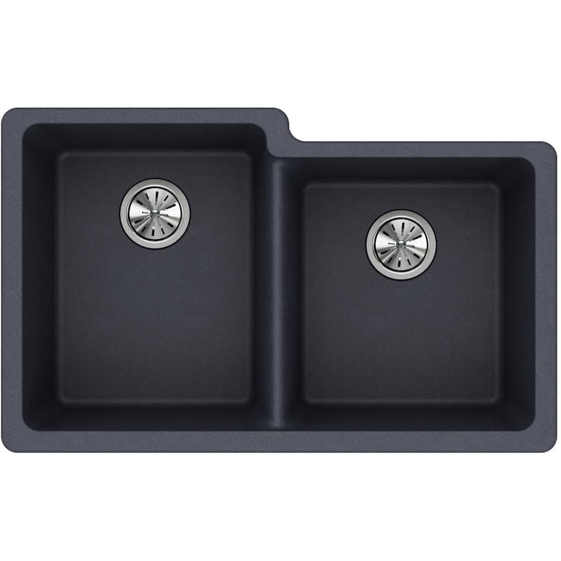 Elkay Quartz Classic 33" x 20-1/2" x 9-1/2", Offset Double Bowl Undermount Sink