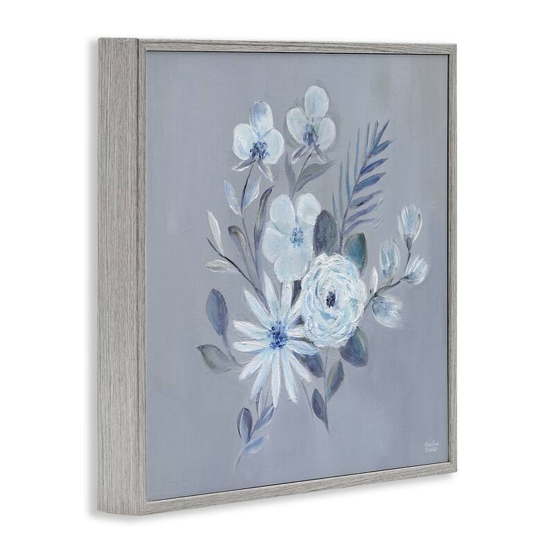 Stupell Blue Toned Floral Bunch Framed Giclee Art Design By Marilyn Dunlap
