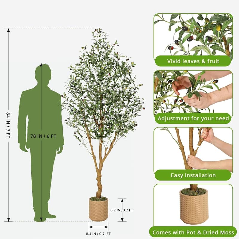 Artificial Faux Olive Tree with Planter for Home Decor