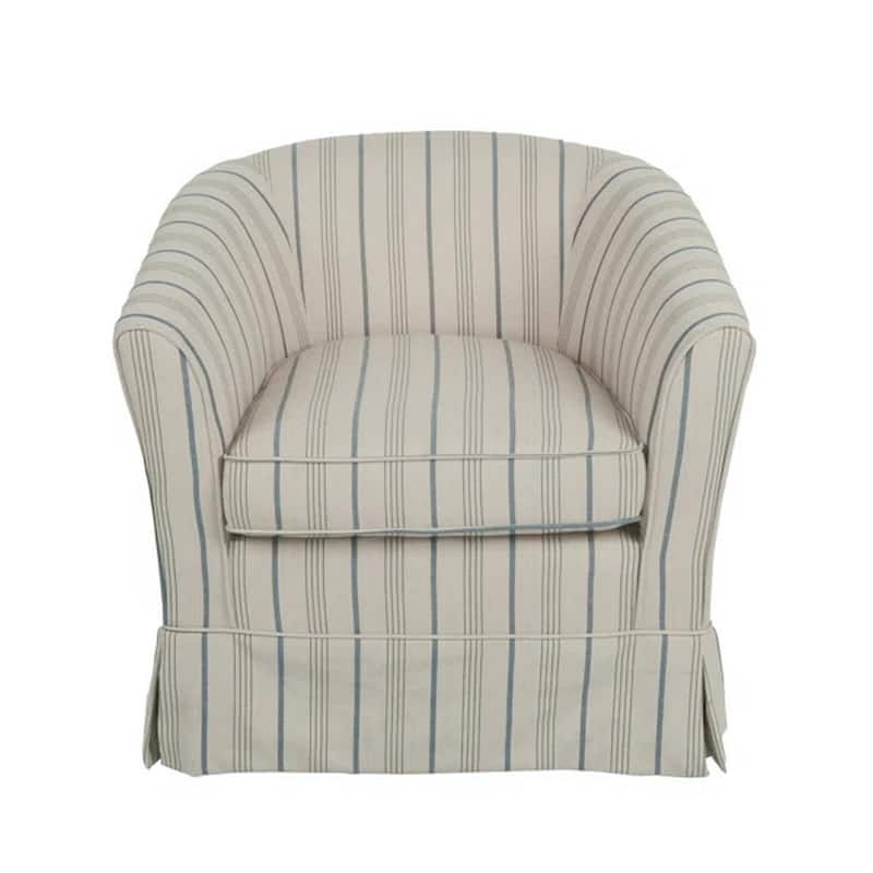 Accent Swivel Chair, Modern Round Barrel Back, Soft White Gray Fabric