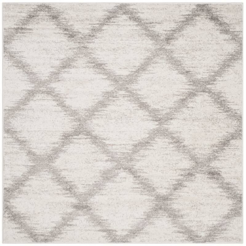 SAFAVIEH Adirondack Rauni Vintage Boho Oriental Trellis Rug - 6' Square - Ivory/Silver