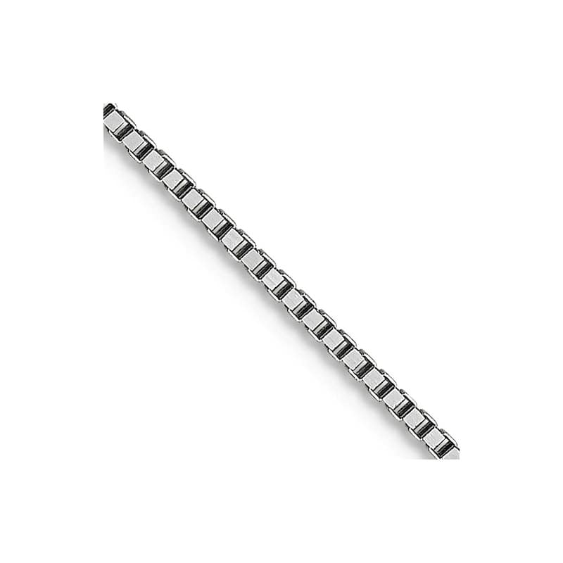 Curata Italian Solid 18k White Gold 0.7mm Box Chain Necklace Length Options: 16 18 20