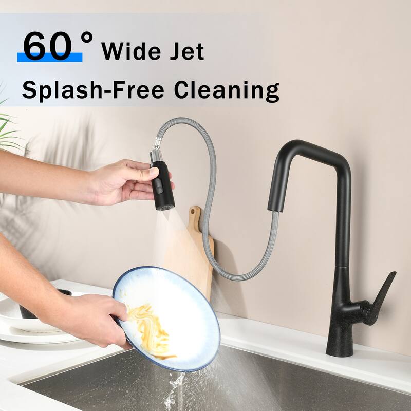 Professional Kitchen Faucet - 3 Function 360 Sprayer, One Touch Switching & Fast Connect​