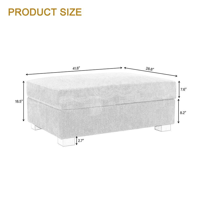 Corduroy Chaise Lounge Sofa with Ottoman for Living Room