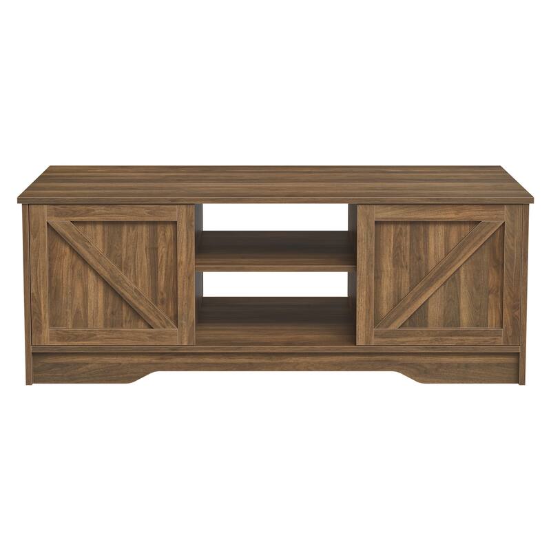 47" Rustic Farmhouse Coffee Table with Storage & Sliding Doors