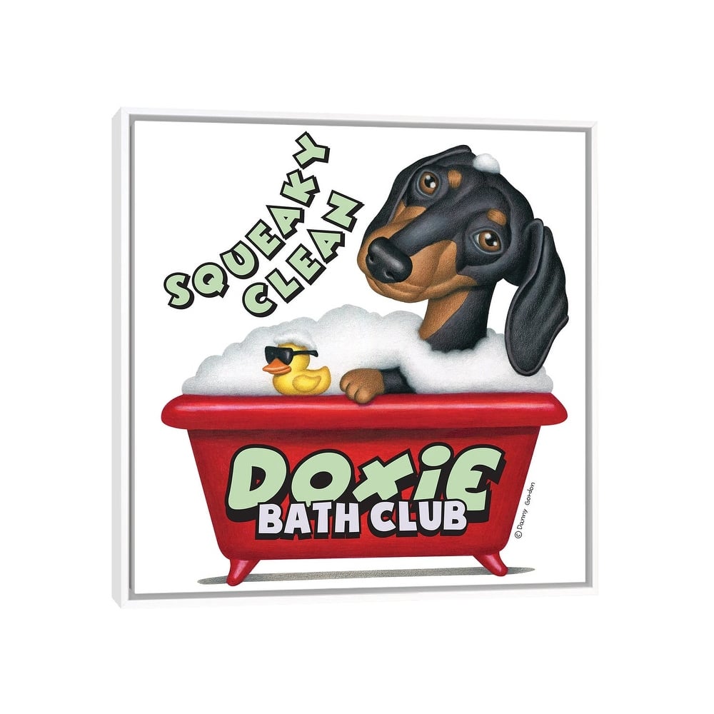 iCanvas "Black Dachshund Squeaky Clean" by Danny Gordon Framed Canvas Print