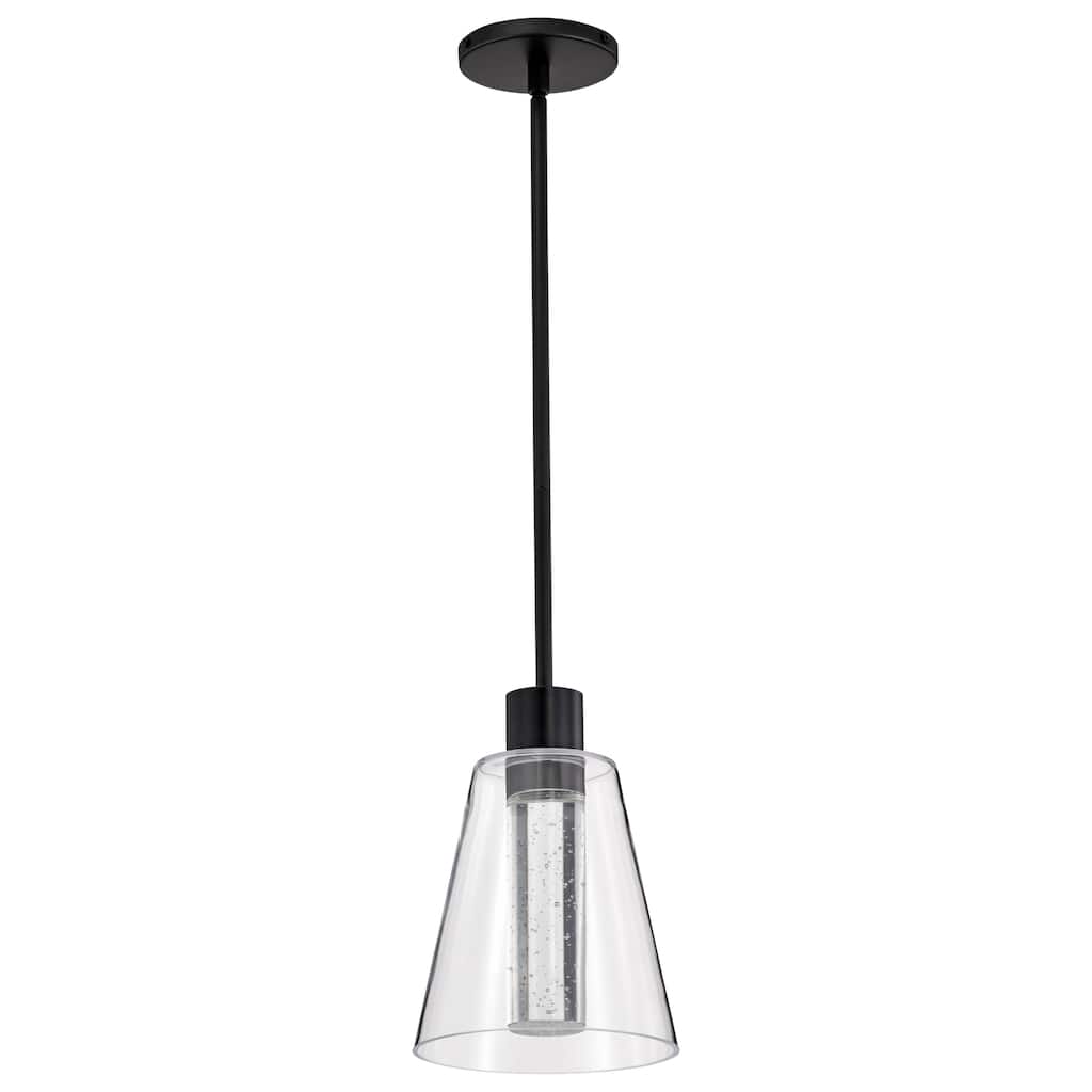 Aura 7 Inch LED Pendant Matte Black K9 Bubble Crystal 3000K CCT - Matte Black