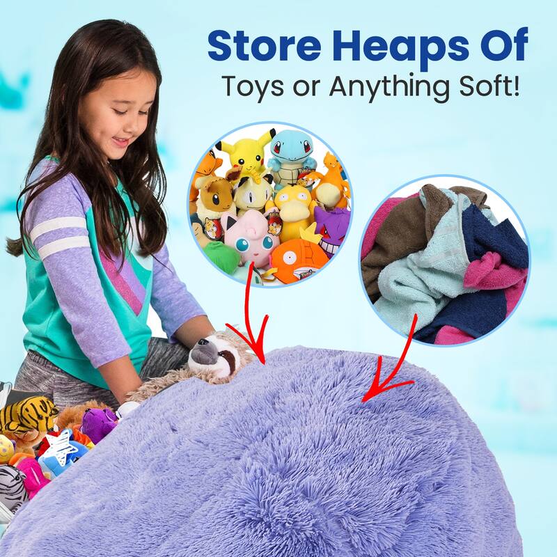 Cheer Collection Shaggy Bean Bag and Stuffed Animal Storage Case