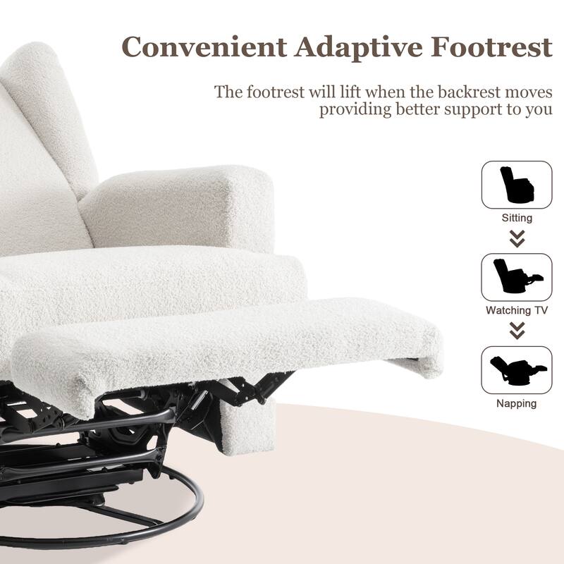 31'' W Wingback Manual Glider Swivel Rocker Recliner Nursery Chair
