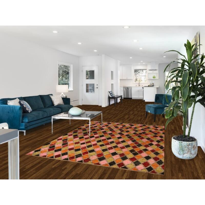 Trellis Moroccan Oriental Area Rug Handmade Tribal Wool Carpet - 5'9" x 7'9"