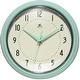 preview thumbnail 36 of 193, Infinity Instruments Round Retro Kitchen Wall Clock by Infinity Instruments 9.5 Inch - Pastel Green