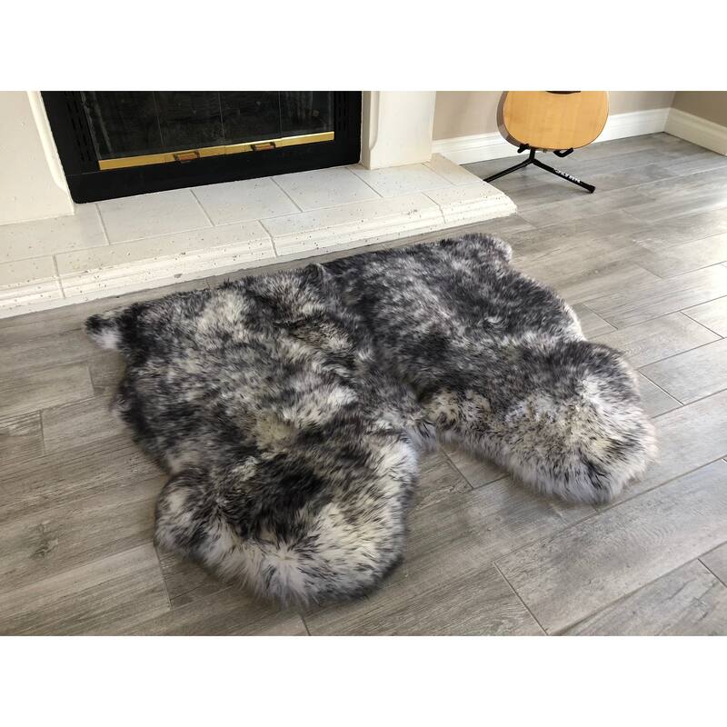 Dynasty Natural 2-Pelt Luxury Long Wool Sheepskin Shag Rug