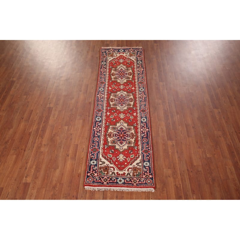 Geometric Heriz Serapi Runner Rug Handmade Wool Carpet - 2'5"x 7'10"
