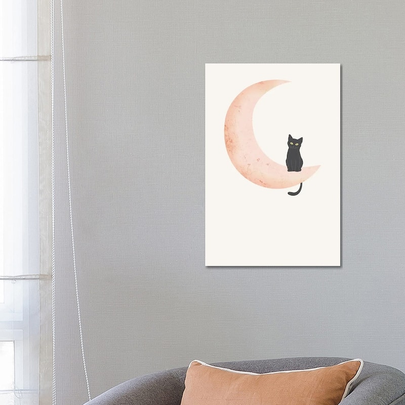 iCanvas "Cat On The Moon" by Nikki Canvas Print - 26x18x1.5