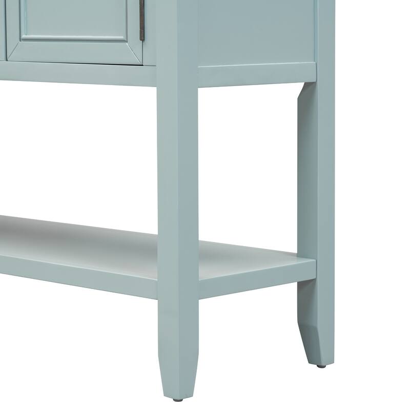 Cambridge Series Ample Storage Vintage Console Table with Four Small Drawers and Bottom Shelf for Living Rooms and Kitchens