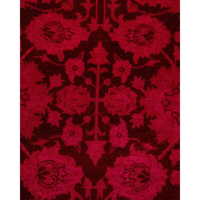 Overton Hand Knotted Wool Vintage Inspired Modern Contemporary Overdyed Pink Area Rug - 6' 1" x 9' 3"