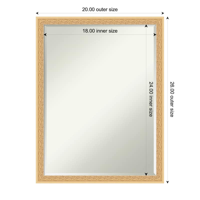 Bethany Half-Inch-Bevel Wood Framed Wall Mirror - 20 x 26 in - Bethany Gold