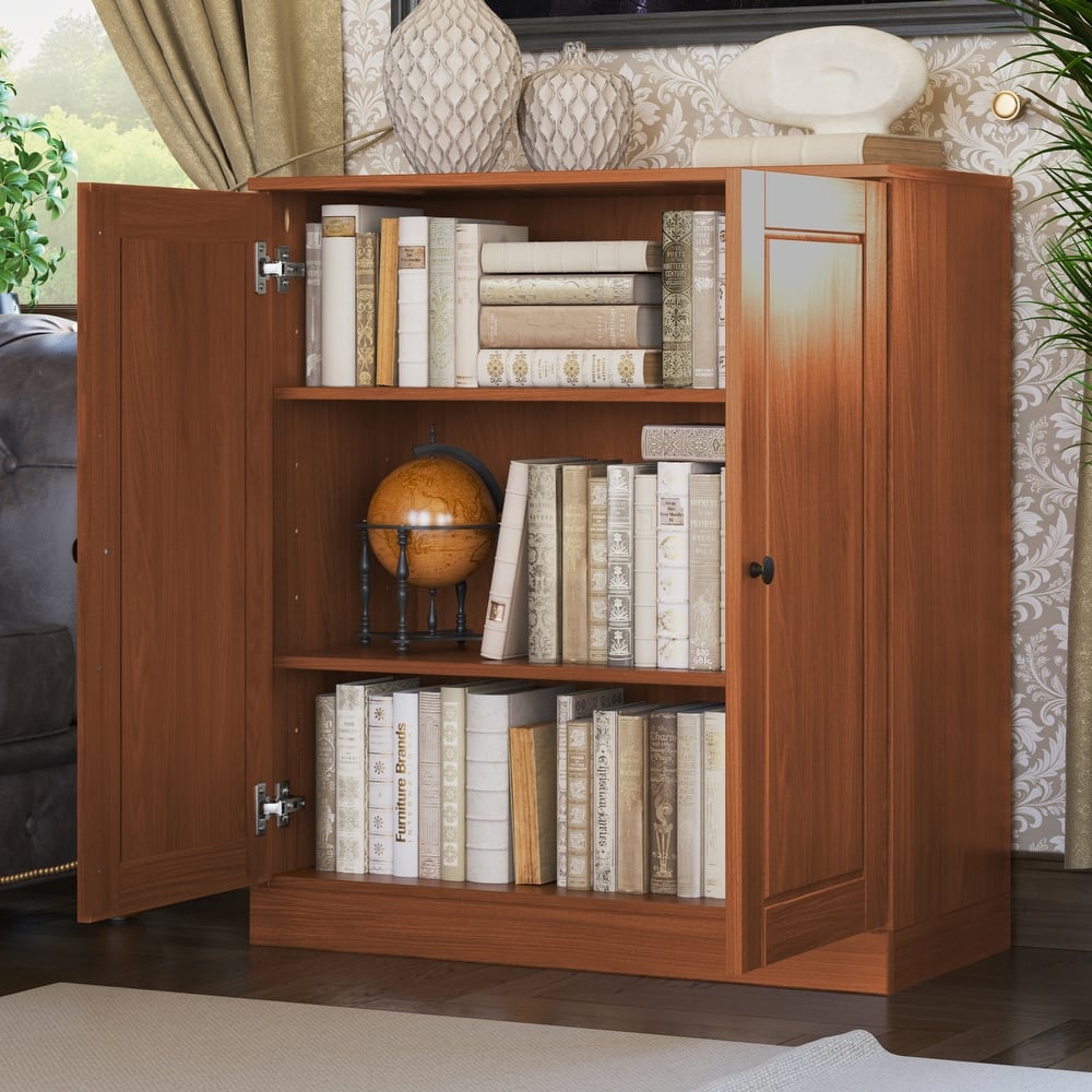 Palace Imports 100% Solid Wood 3-Shelf Bookcase, Adjustable Shelves, 32" Wide, 35.75" Tall