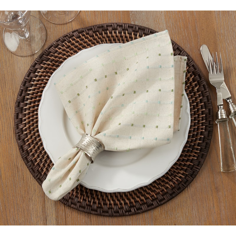 Stitched Line Design Cotton Blend Napkins (Set of 4) - White