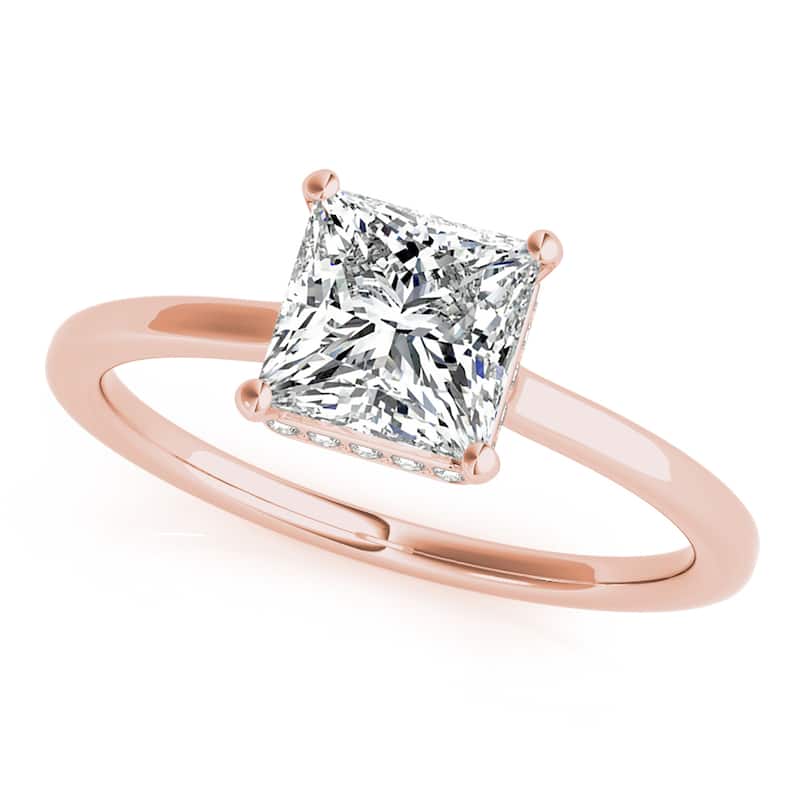 Auriya 14k Rose Gold Lab Grown Princess Diamond Halo Engagement Ring 0.50 to 5.00 ct. tw. (F-G VS) - 0.75 ct. center - 4.5