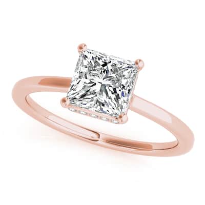 Auriya 14k Rose Gold Lab Grown Princess Diamond Halo Engagement Ring 0.50 to 5.00 ct. tw. (F-G VS)