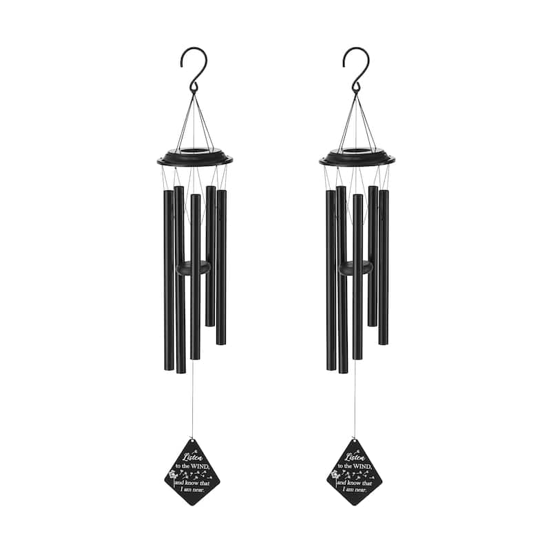 Glitzhome Set of 2 - 38''H Metal Black Windchime