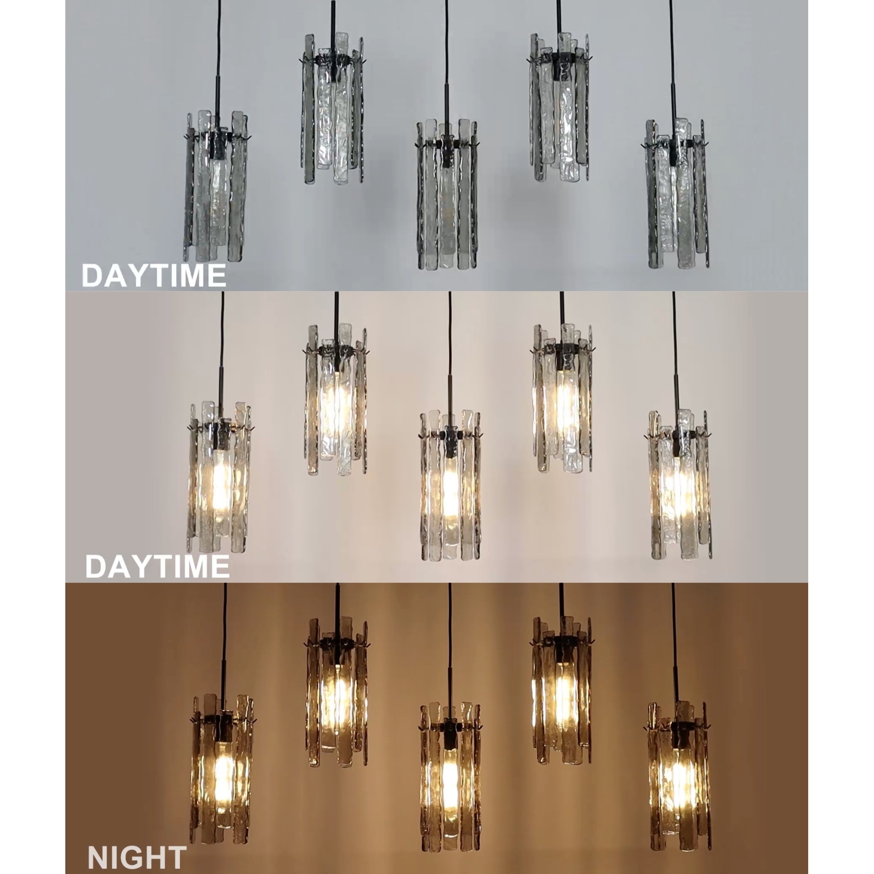 chandelier シェルフ Modern 5-Light Large Linear Chandelier Texture Glass Kitchen