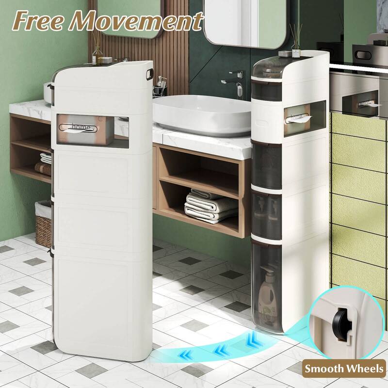 Costway 6-Tier Narrow Bathroom Storage Cabinet with Drawers Tissue Box - See Details