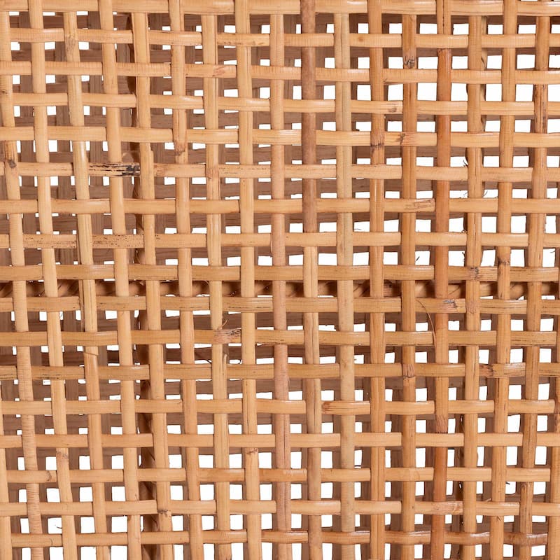 Lesia Natural Rattan Counter Stool with Cushion - Handwoven Wicker Stool with Mahogany Wood Frame, Coastal Boho Style